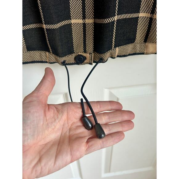 Vintage Emanuel Ungaro Boxy Plaid Drawstring Jacket | 90's Designer Black Tan - Picture 5 of 7